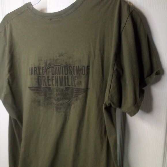 Harley Davidson Motorcycles Shirt Men XL Short Sleeve Greenville SC Green - Picture 11 of 11